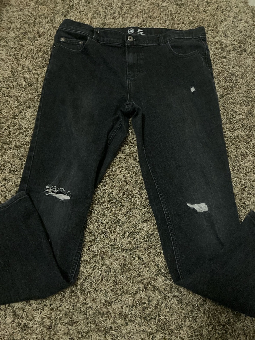 wonder nation Black Slim Straight Distressed Jeans